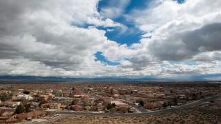 Suburban homes in the desert near Albuquerque, New Mexico, USA