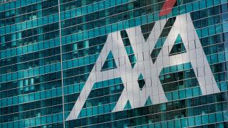 A logo sign outside of a facility occupied by AXA in Milan, Italy on September 3, 2016.