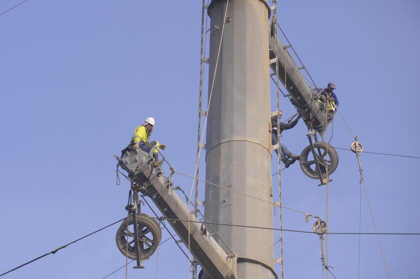 Italy, reconstruction of an high-voltage power line with low environmental and scenic impact pylons. Image shot 11/2013. Exact date unknown.