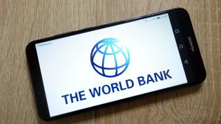 The World Bank logo displayed on smartphone