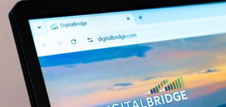 New York, USA - January 01, 2025: DigitalBridge official website displayed on a laptop screen, showcasing infrastructure investment and digital