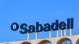 Sabadell Bank logo sign, Alicante Spain