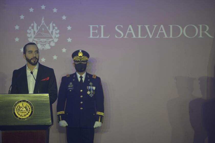 San Salvador, El Salvador. 19th May 2021. Salvadoran President Nayib Bukele speaks to police officers. President of El Salvador Nayib Bukele takes part in a graduation act for police officers. Credit: Camilo Freedman/Alamy Live News