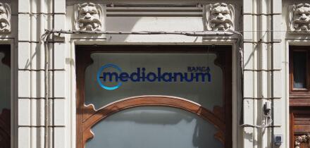 TURIN - CIRCA AUGUST 2021: Mediolanum Banca shopfront