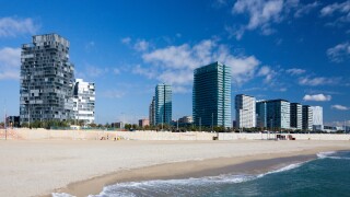 Spain, Europe, Catalunya, Barcelona, Diagonal Mar, Water front, beach