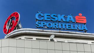 Ceska Sporitelna logo on building Prague