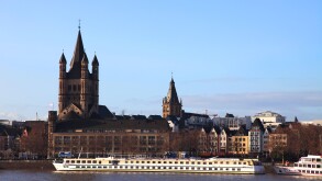 Ornate buildings in the Fischmarket area of Cologne City, North Rhine-Westphalia, Germany, Europe
