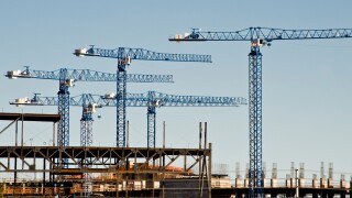 Construction cranes at work site in Las Vegas, Nevada