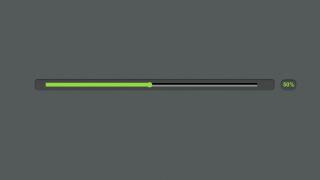 Progress bar with green light, status of loading on gray background, illustration