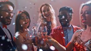 Clinking with champagne