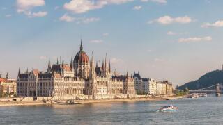 Budapest Hungary, city skyline at Hungarian Parliament and Danube River