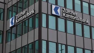 Zuerich, Switzerland, logos of Zuercher Kantonalbank to a house facade