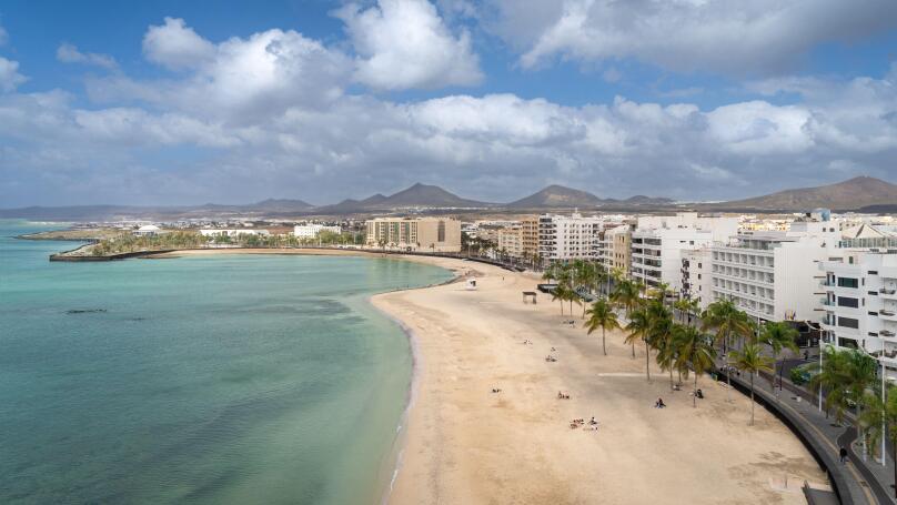 The beach in Arrecife on Lanzarote