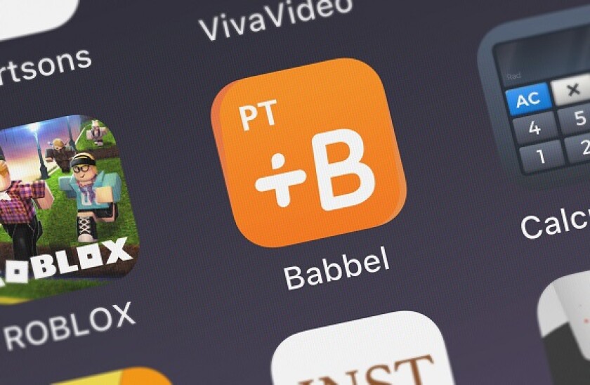 London, United Kingdom - October 26, 2018: Screenshot of the mobile app Babbel ? Learn Portuguese from Lesson Nine GmbH.