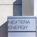 Houston, Texas, USA - February 27, 2022: NextEra Energy sign is seen at its office building in Houston, Texas, USA.