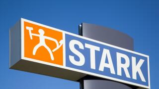 Skanderborg, Denmark - August 9, 2015: Stark, DT group, is the leading distributor of heavy building materials, tools, hardware, timber and DIY