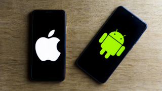 Apple and android smartphones. Iphone IOS versus Android operating system