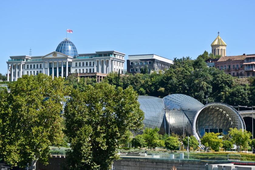 Tbilisi: Presidential Palace (Ceremonial Palace of Georgia) and Music Theater and Exhibition Center. Republic of Georgia