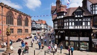 Chester Rows covered medieval era walkways Chester Cheshire England UK GB EU Europe