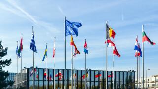 Flags of the European Union countries at the European Commission, European Quarter, Luxembourg