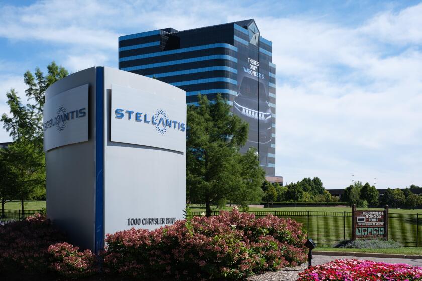 Stellantis sign outside the Chrysler Technology Center and World Headquarters in Auburn Hills Michigan USA