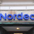 GOTHENBURG, SWEDEN - AUGUST 27, 2018: Nordea Bank branch in Gothenburg, Sweden. Nordea became one of biggest banks in Scandinavia after a merger of mu