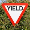 Yield road sign in Ireland.