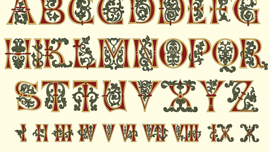 Alphabet Medieval and Roman numerals of the eleventh century