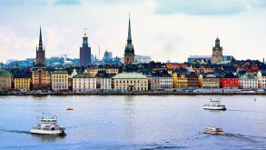 Stockholm, Sweden cityscape from the port.