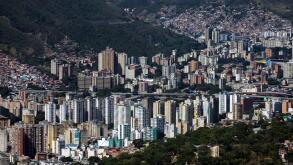 Aerial view of Caracas from the mountains of Waraira Repano National Park. Traveling through Venezuela, cityscape of the capital