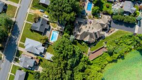 Lake near the small American town residential community in Sayreville New Jersey US