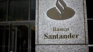 Banco Santander logo outside New York Office