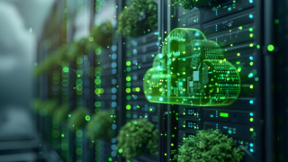 AI-generated image of sustainability and green power in data centres