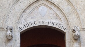 The headquarters of Banca Monte dei Paschi di Siena SpA bank in Siena, Italy