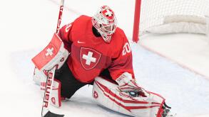Beijing, China. 7th Feb, 2022. Andrea Braendli of Switzerland competes during the ice hockey women's Group A match between Switzerland and Finland at National Indoor Stadium in Beijing, capital of China, Feb. 7, 2022. Credit: Du Yu/Xinhua/Alamy Live News