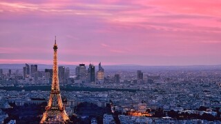Eiffel Tower and city skyline, Paris, France