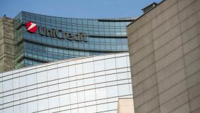 A logo sign outside of the headquarters of the UniCredit Group in Milan, Italy on September 3, 2016.