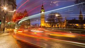 Westminster and traffic during rush hour at night