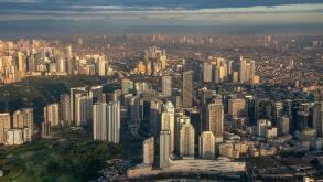 The city of Manila in the Philippines just after daybreak
