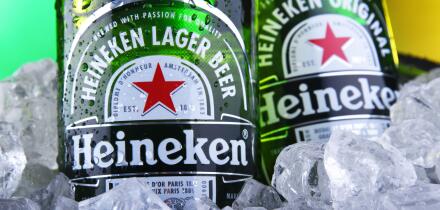 POZNAN, POL - NOV 22, 2019: Bottles of Heineken Lager Beer, the flagship product of Heineken International which owns over 125 breweries in more than