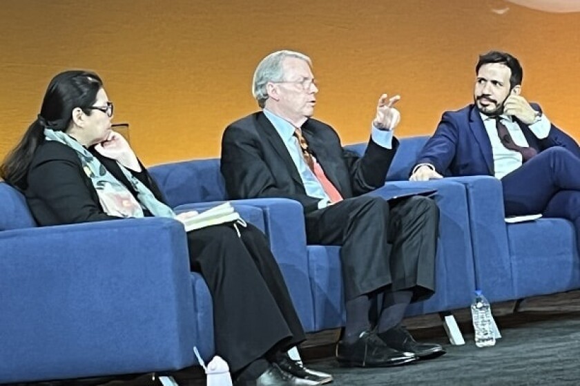 Rena Lee (left), David Gooder (middle) and José Antonio Gil Celedonio (right) discuss the future of IP offices 