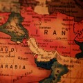 A detail photo of the world as depicted on an antique globe. Focusing on the Persian Gulf.