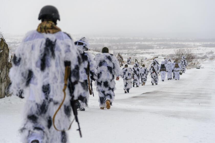 Lviv, Ukraine 28 January 2022. Ukrainian soldier seen during practical launches of NLAW ATGM at the International Center for Peacekeeping and Security of the National Academy of Land Forces.