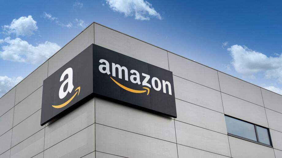 Amazon logo on warehouse