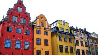 colorful houses in Stockholm old town city, Sweden