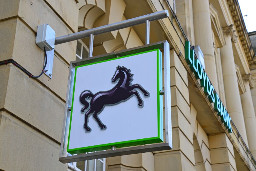 Lloyds Bank sign, George Row, Northampton, Northamptonshire, England, United Kingdom