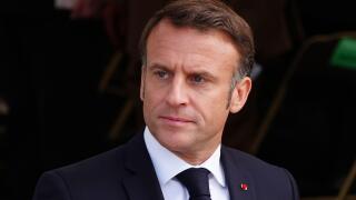 French President Emmanuel Macron during the UK national commemorative event for the 80th anniversary of D-Day, held at the British Normandy Memorial in Ver-sur-Mer, Normandy, France. Picture date: Thursday June 6, 2024.