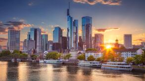 Frankfurt am Main, Germany. Cityscape image of Frankfurt am Main skyline at beautiful sunset.