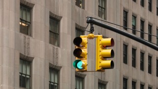 Traffic signal showing green New York city USA