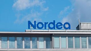 Turku, Finland - August 6, 2021: Logo of Nordea. It is part of Nordea - the largest financial group in the Nordic countries.
